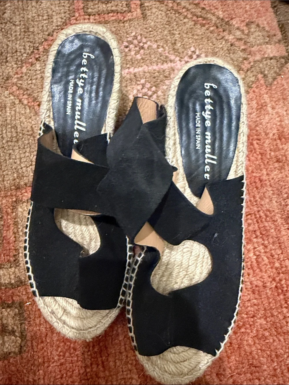 bettye muller Black Suede Knotted Espadrille Slide